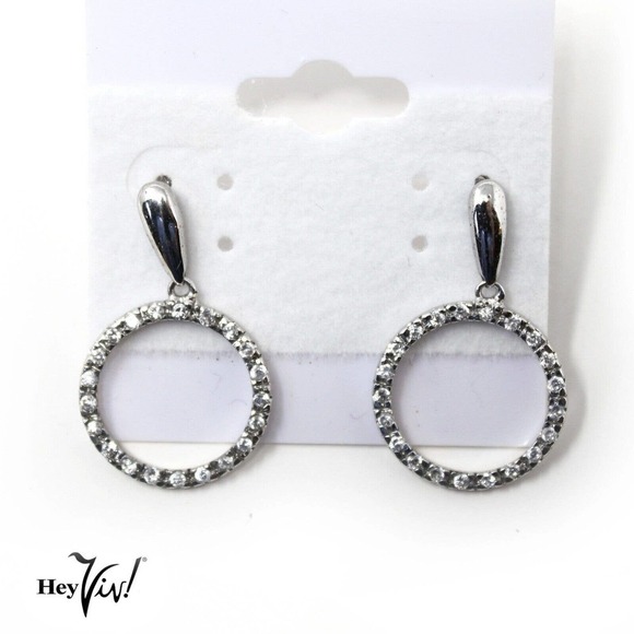 Vintage 80s Dangle Rhinestone Hoop Pierced Earrings New/Old Store Stock -Hey Viv - Picture 1 of 3
